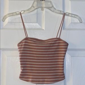 Shein Pink & White Striped Crop Top